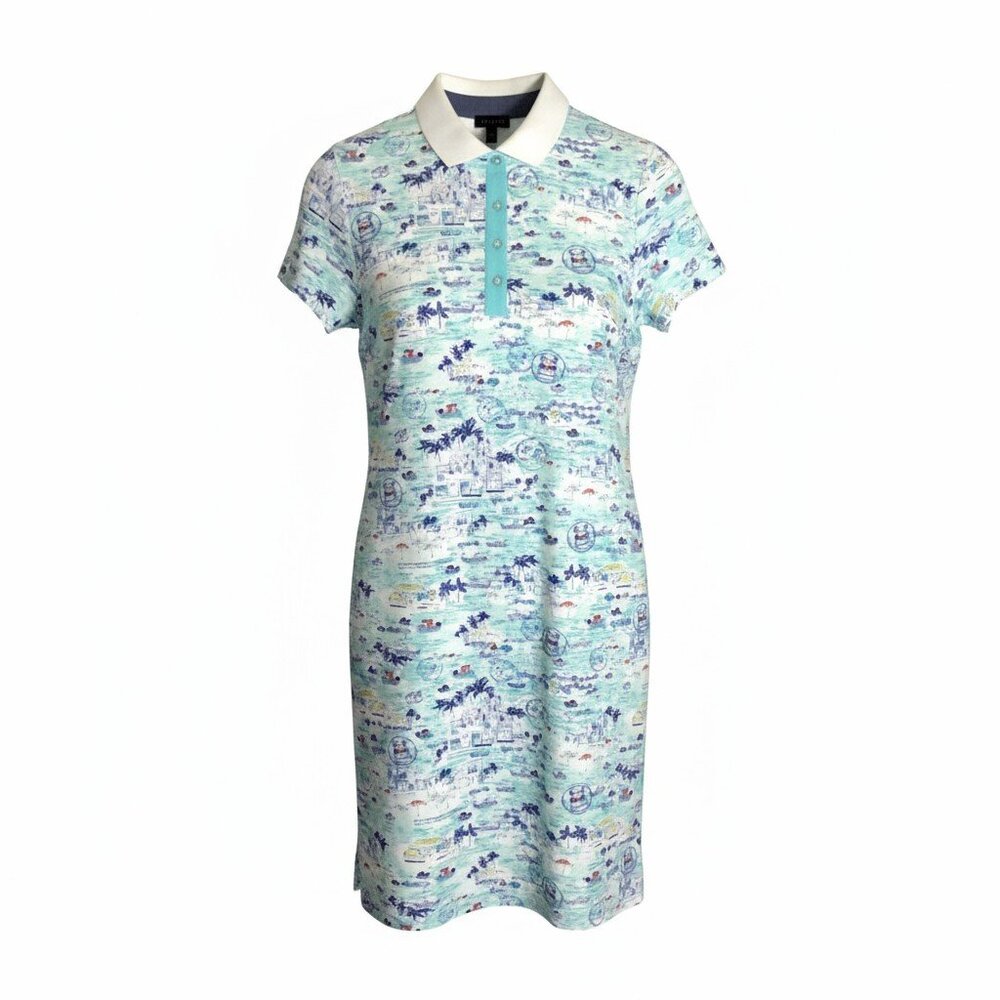 Talbots Beach Polo Pullover Cruise Palm Tree Dress size Medium